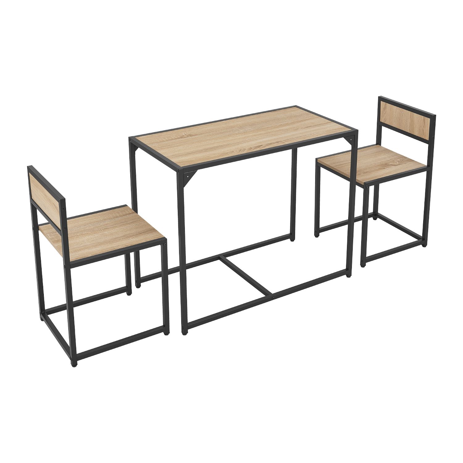 Juskys Súprava kuchynského stola so stolom a 2 stoličkami - sivý vzhľad dreva