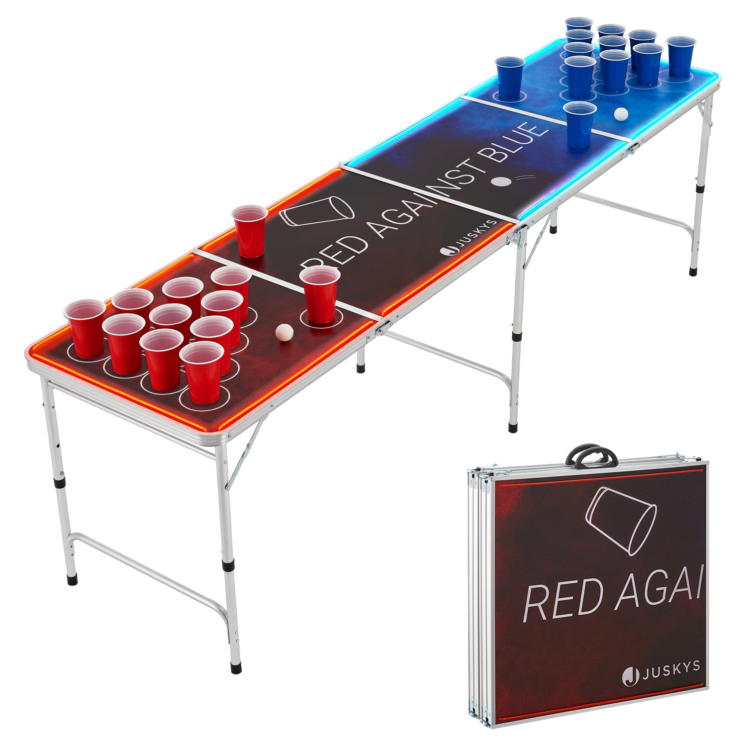 E-shop Juskys Beer Pong stôl Red vs. Blue s LED