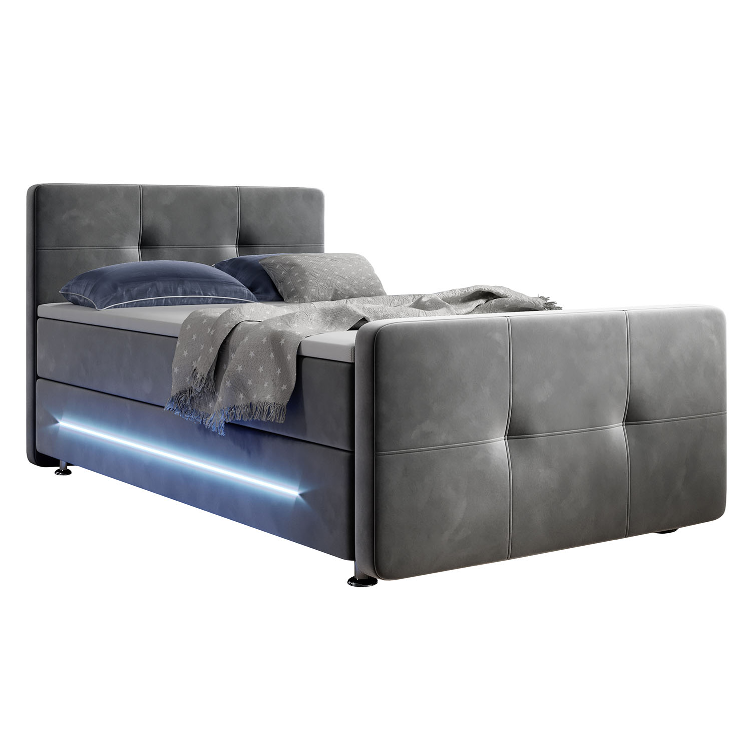 E-shop Juskys Pružinová posteľ Houston 120 x 200 cm sivá