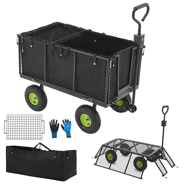 E-shop Juskys Záhradný vozík s rukavicami, čierny
