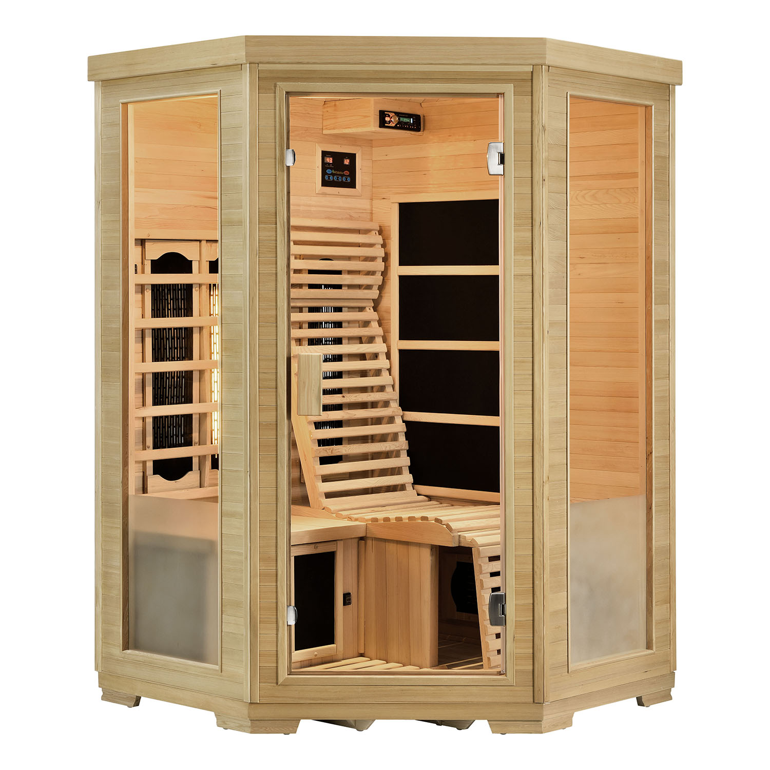 E-shop Juskys Infračervená sauna / tepelná kabína Aalborg s triplexným vykurovacím systémom a drevom Hemlock