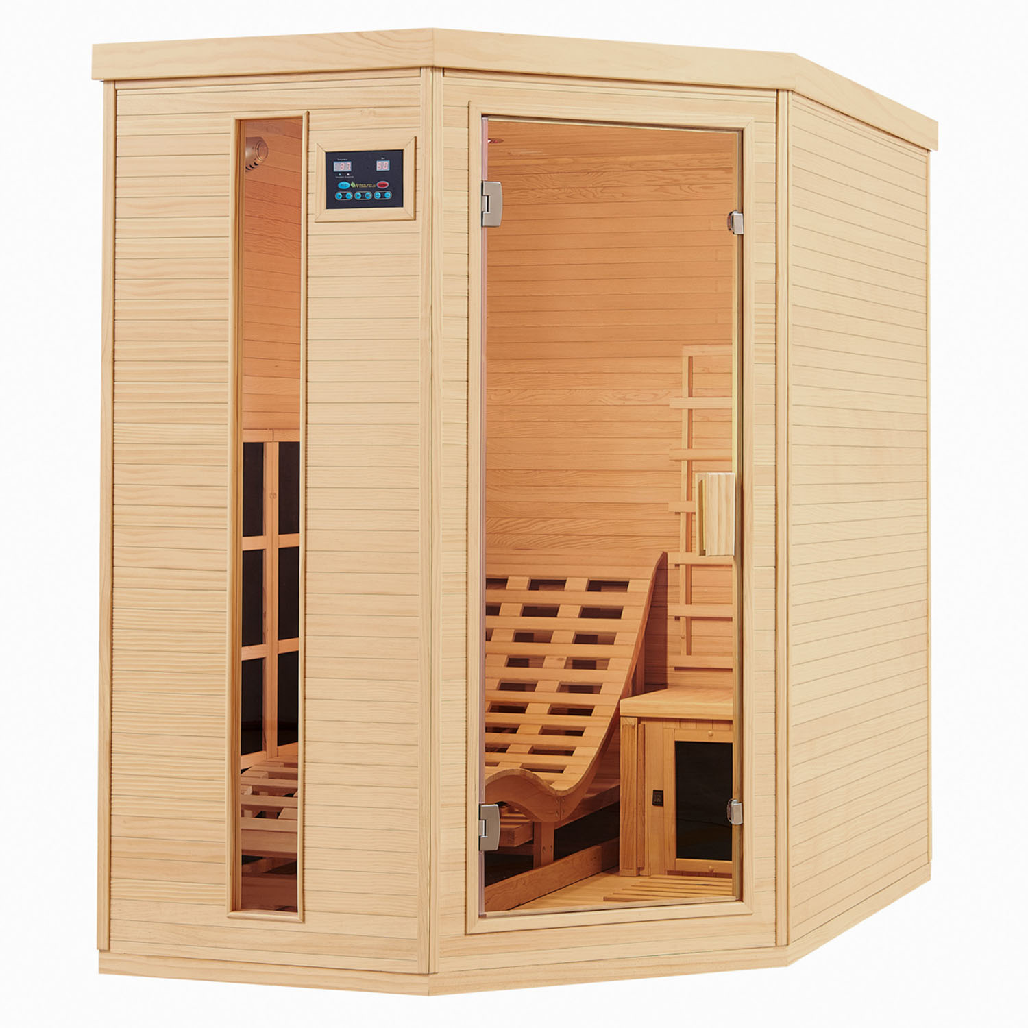 E-shop Juskys Infračervená sauna/ tepelná kabína Kolding s vykurovacím systémom Triplex a drevom Hemlock