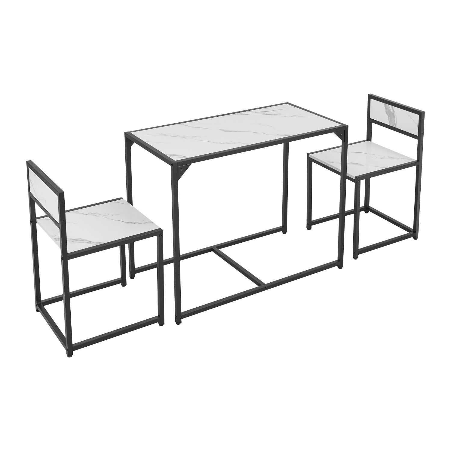 E-shop Juskys Súprava kuchynského stola so stolom a 2 stoličkami - mramorový vzhľad