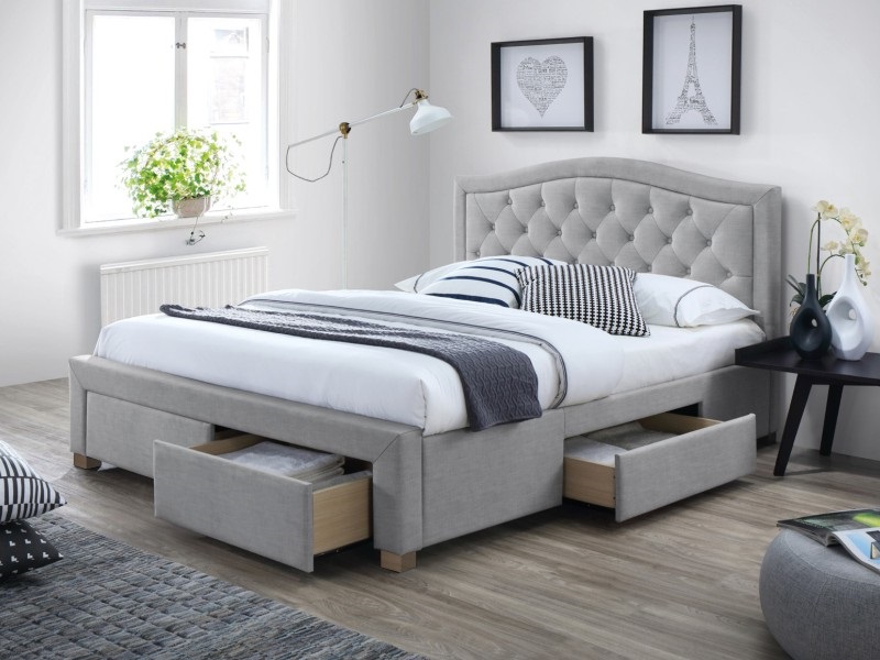 E-shop Signal Čalúnená posteľ ELECTRA VELVET 180 x 200 cm farba šedá/dub