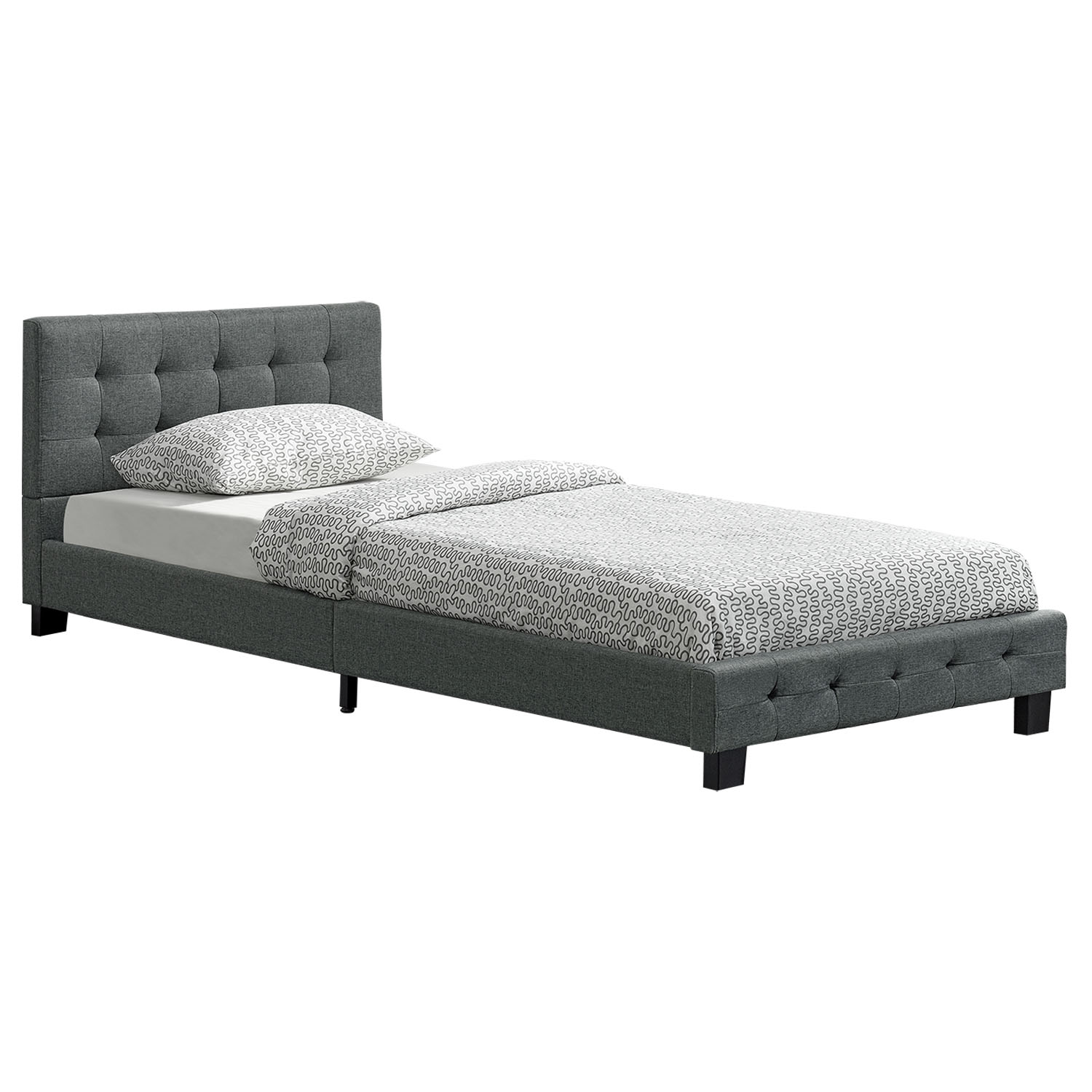 E-shop Juskys Čalúnená posteľ Manresa 90 x 200 cm - šedá
