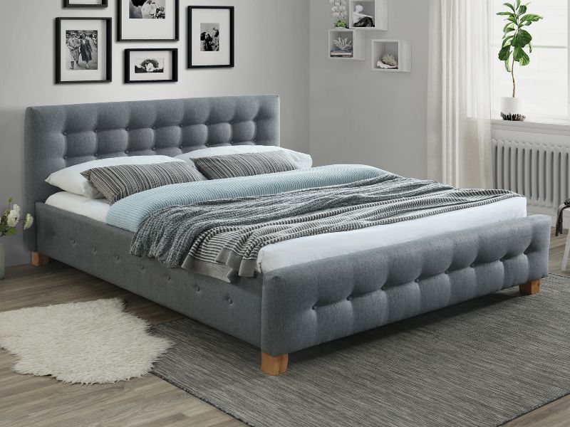 E-shop Signal Čalúnená posteľ BARCELONA 160 x 200 cm farba šedá/dub