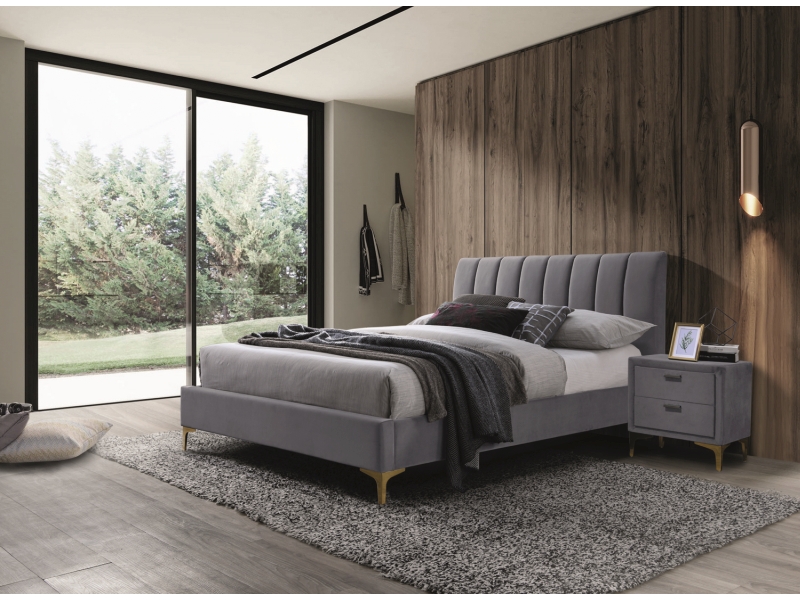 Eshopist Čalúnená posteľ MIRAGE VELVET 160 x 200 cm farba šedá / zlatá