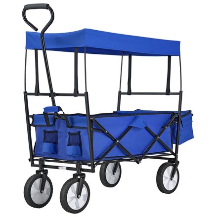 Skladací vozík s odnímateľnou strechou a taškou modrý