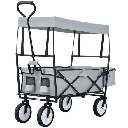 Skladací vozík s odnímateľnou strechou a taškou sivý