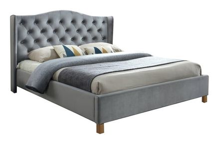 Čalúnená posteľ ASPEN VELVET 160 x 200 cm farba sivá/dub