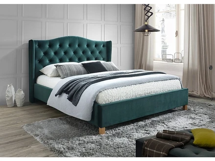 Čalúnená posteľ ASPEN VELVET 160 x 200 cm farba zelená/dub