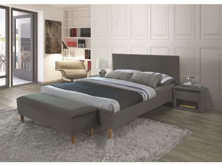 Čalúnená posteľ AZURRO VELVET 140 x 200 cm farba sivá/dub
