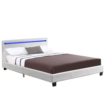 Čalúnená posteľ Verona 120 x 200 cm s LED osvetlením v bielej farbe