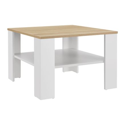 Konferenčný stolík 60 x 60 x 40 cm biela/ vzhľad dreva