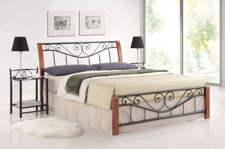 Drevená posteľ PARMA 140 x 200 cm antická čerešňa/čierna