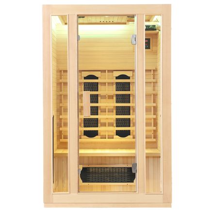 Infračervená sauna/tepelná kabína Nyborg S120K s keramikou, panelovým radiátorom a drevom Hemlock