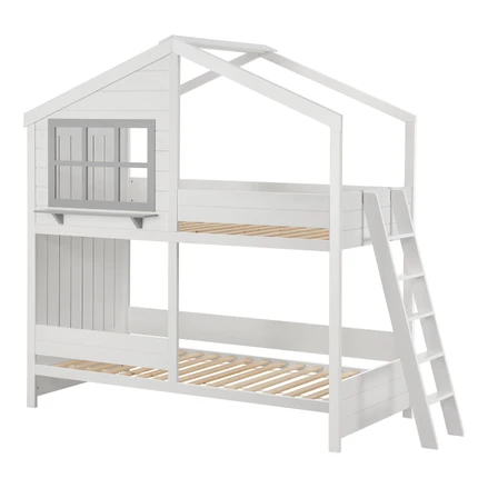 Detská poschodová posteľ Dream House 90 x 200 cm s 2 posteľami a rebríkom