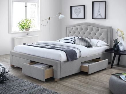 Čalúnená posteľ ELECTRA VELVET 180 x 200 cm farba šedá/dub