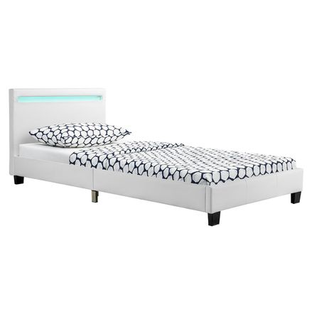 Čalúnená posteľ Verona 90 x 200 cm s LED osvetlením v bielej farbe