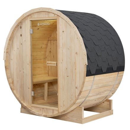 Vonkajšia sudová sauna Spitzbergen M dĺžka 120 cm priemer 190 cm (3,6 kW)