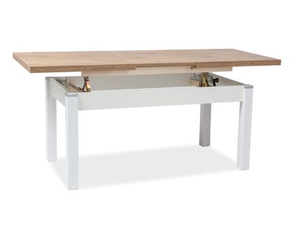 Zdvíhací konferenčný stôl KLEOPATRA dub lancelot / biely 124(164)x64x59(71)