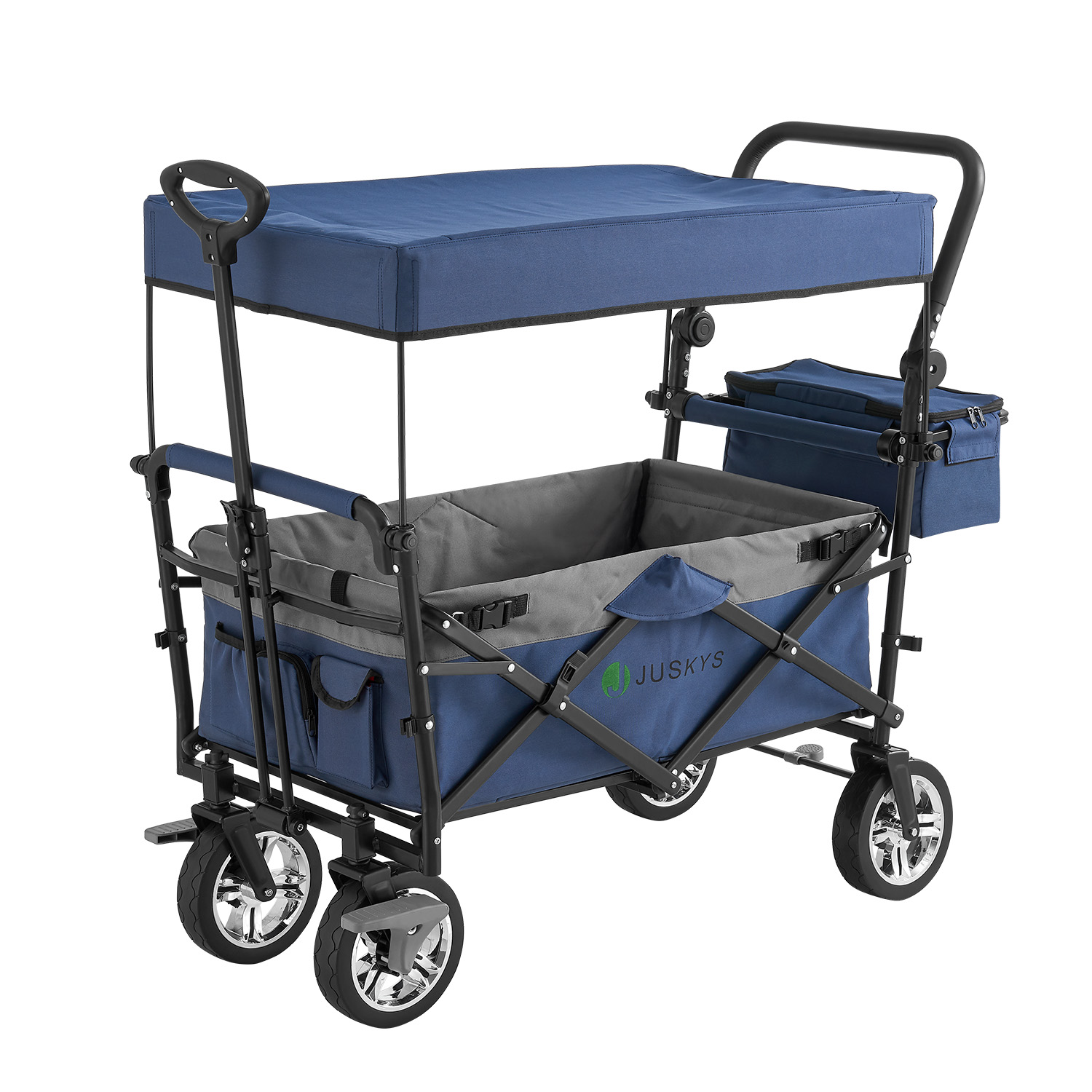 E-shop Juskys Ručný vozík so strechou modrý / sivý