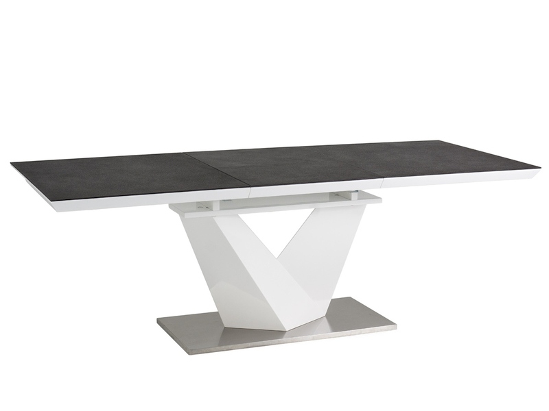 E-shop Signal Stôl ALARAS II čierny vzor kameňa / biely lak 120(180)x80