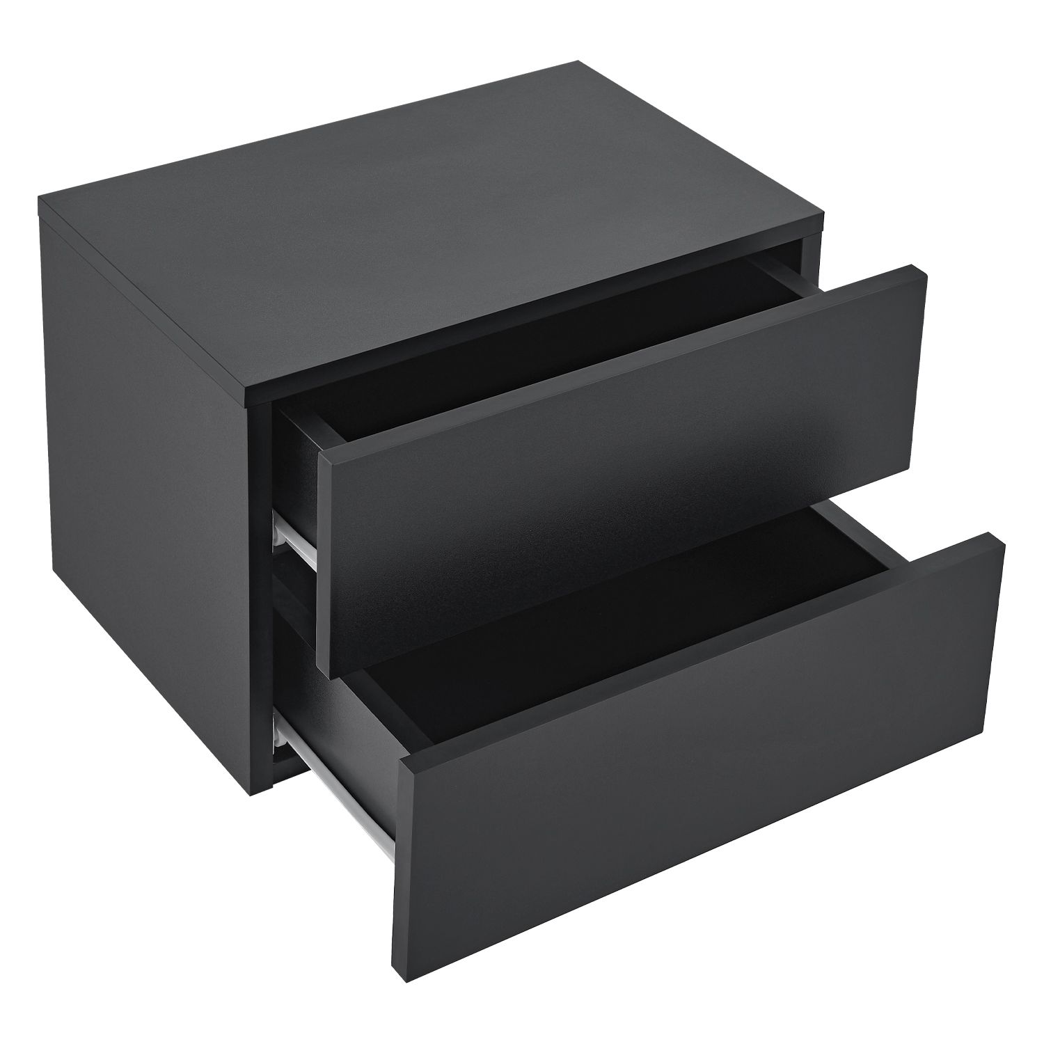 E-shop Juskys Nočný stolík 40x29x30 cm s 2 šuflíkmi, čierna